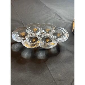 Clear Glass Candle Holder Unique Floral Arrangement 6 Votive Tea Light